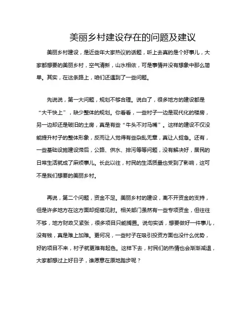 美丽乡村建设存在的问题及建议