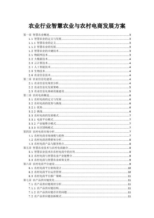 农业行业智慧农业与农村电商发展方案