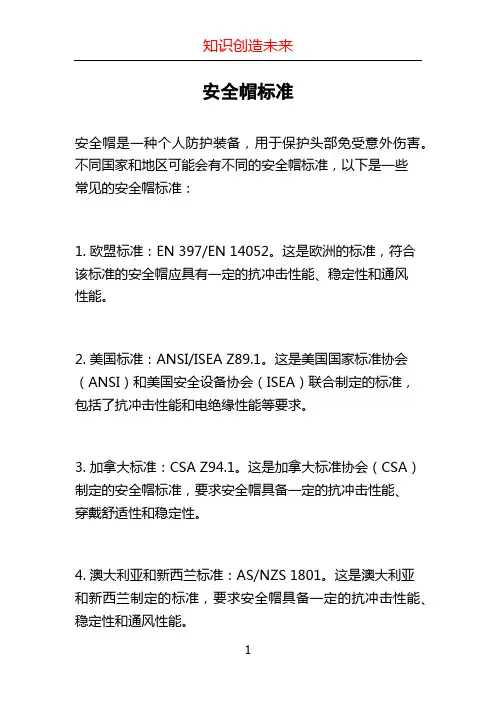 安全帽标准