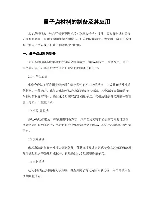 量子点材料的制备及其应用