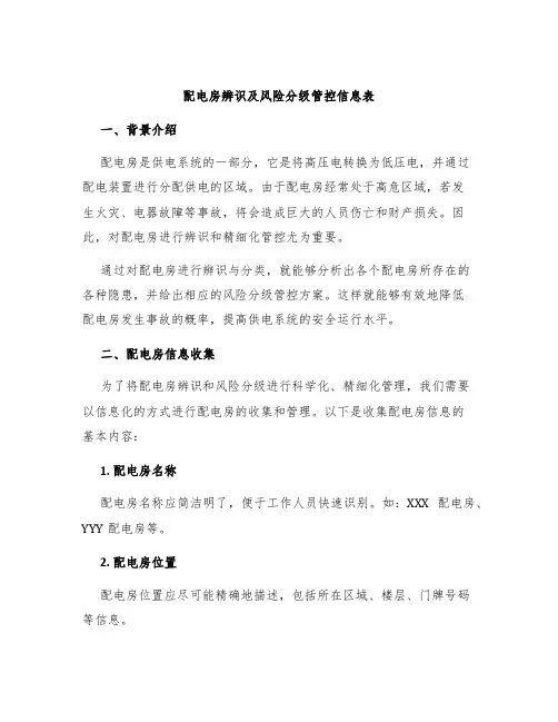 配电房辨识及风险分级管控信息表