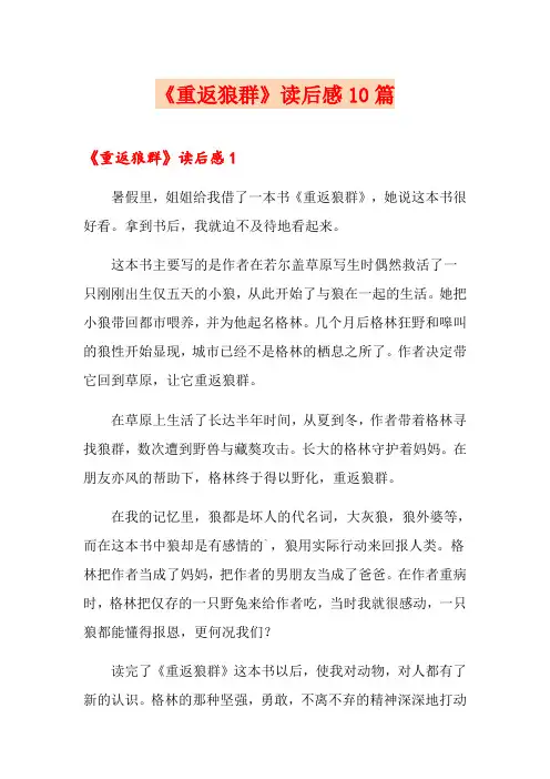 《重返狼群》读后感10篇