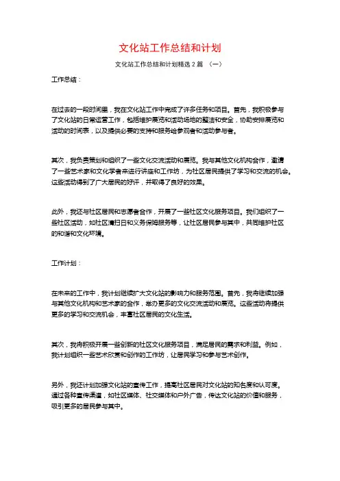 文化站工作总结和计划2篇