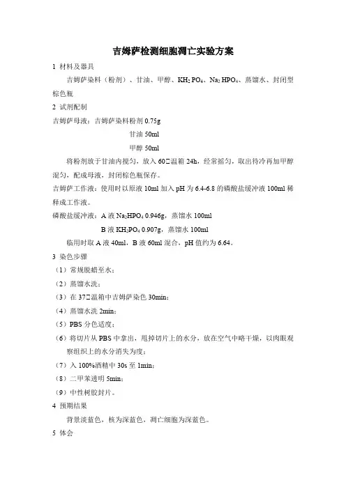 吉姆萨染色鉴定细胞凋亡实验方法