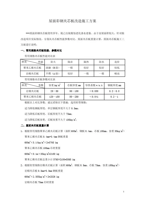 屋面彩钢夹芯板改造(更换)施工方案