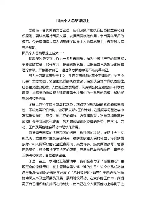 团员个人总结思想上