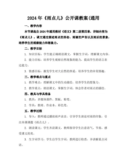 2024年《雨点儿》公开课教案(通用