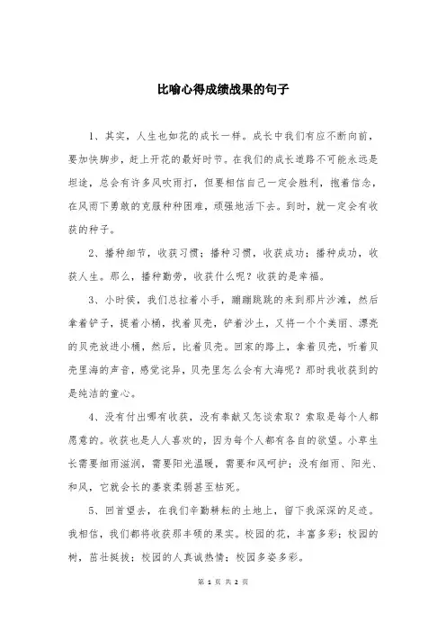比喻心得成绩战果的句子