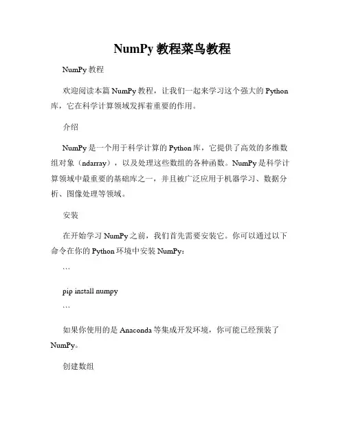 NumPy教程菜鸟教程