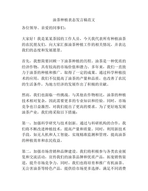 油茶种植表态发言稿范文
