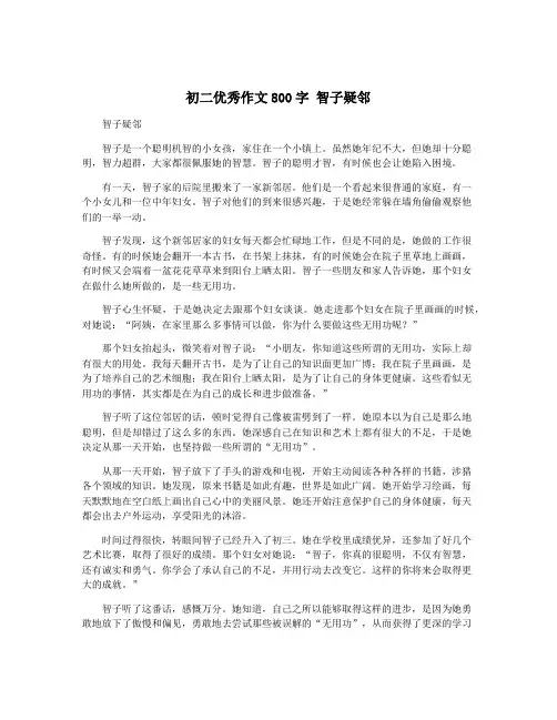 初二优秀作文800字 智子疑邻