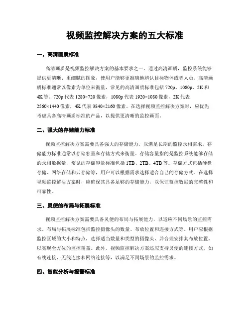 视频监控解决方案的五大标准
