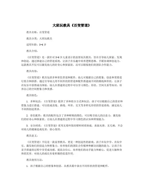 大班玩教具《百变管道》