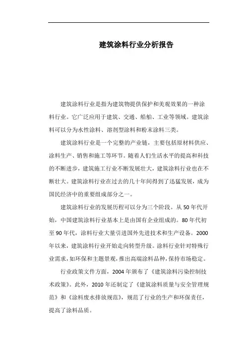 建筑涂料行业分析报告
