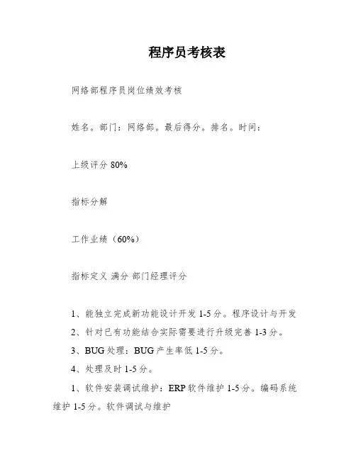 程序员考核表