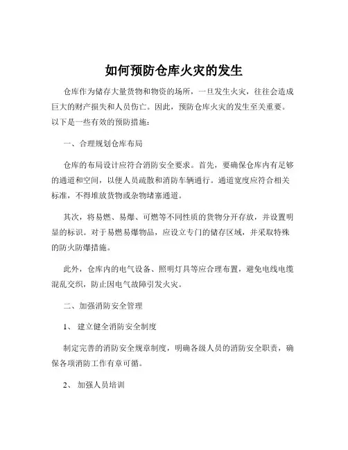 如何预防仓库火灾的发生