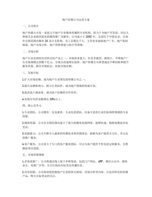 地产传媒公司运营方案