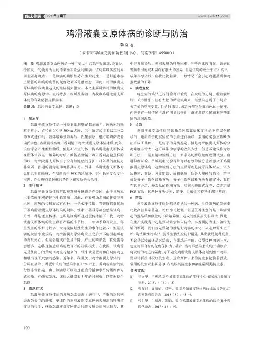鸡滑液囊支原体病的诊断与防治