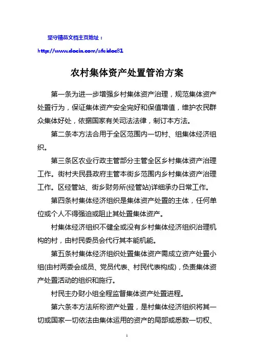 农村集体资产处置管治方案 精品