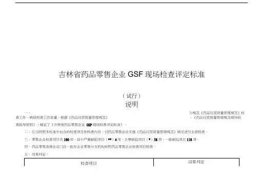 零售企业GSP现场检查评定标准