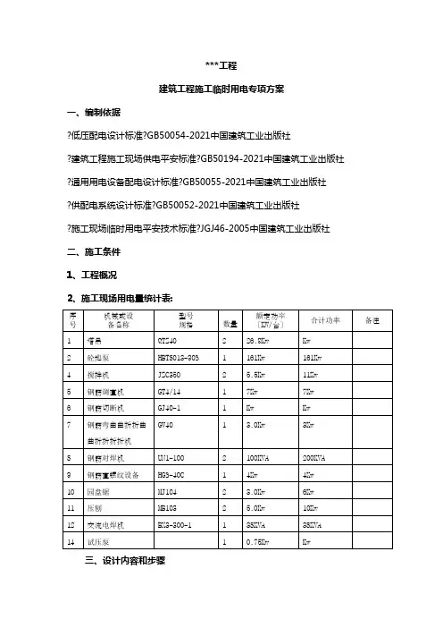 建筑工程施工临时用电专项方案培训资料
