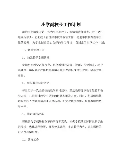 小学副校长工作计划