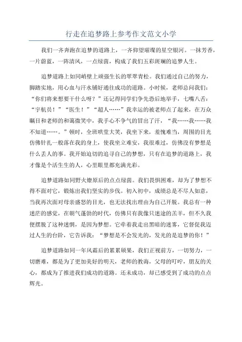 行走在追梦路上参考作文范文小学