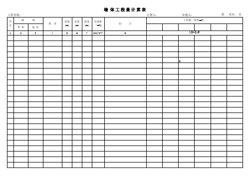 墙体工程量计算表
