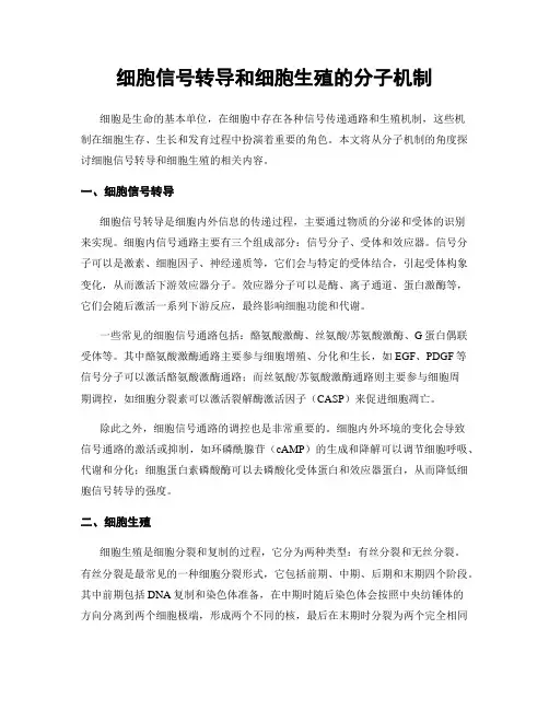 细胞信号转导和细胞生殖的分子机制