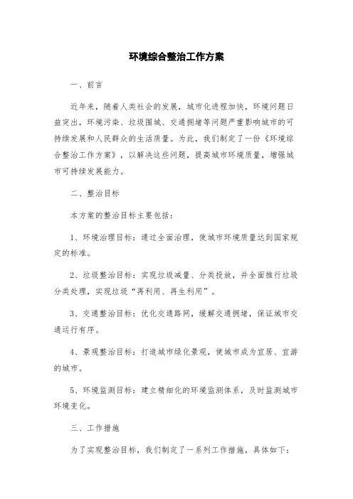环境综合整治工作方案