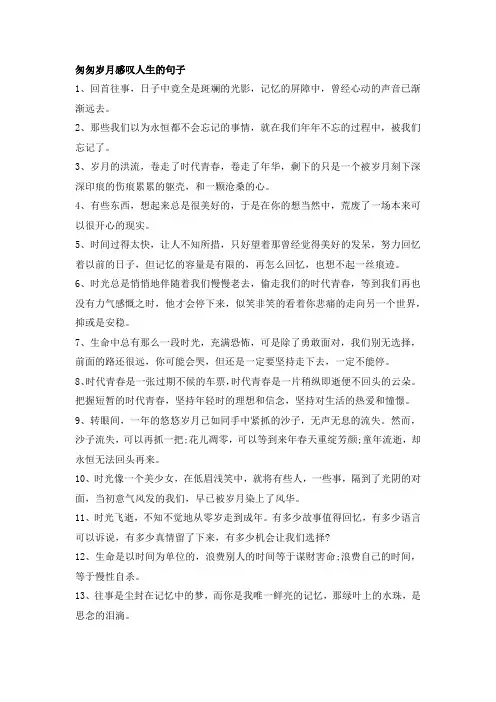 匆匆岁月感叹人生的句子