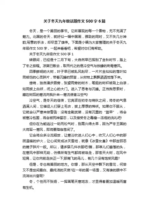 关于冬天九年级话题作文500字6篇