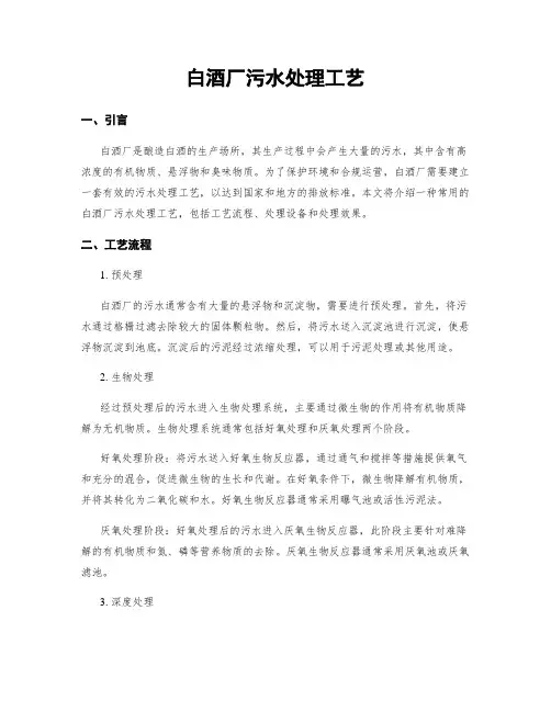 白酒厂污水处理工艺