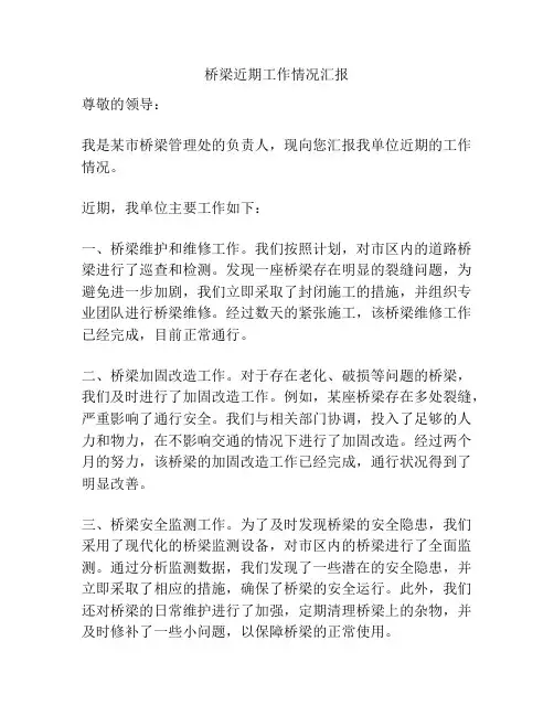 桥梁近期工作情况汇报