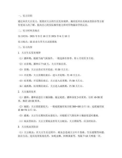作物栽培学大豆实习报告