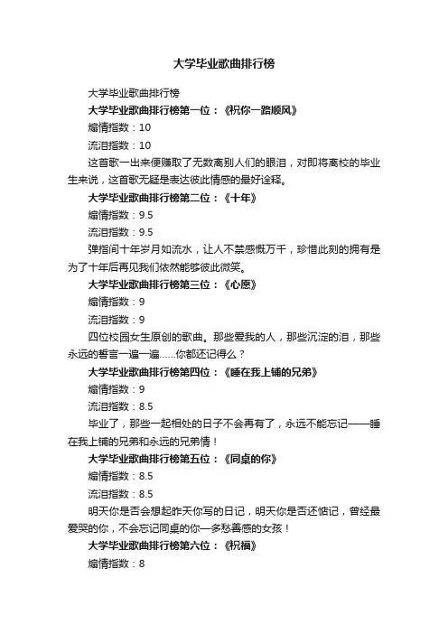 大学毕业歌曲排行榜