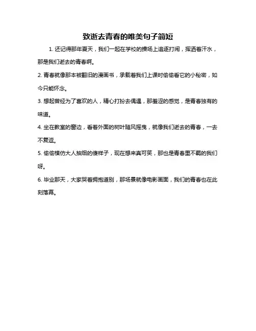 致逝去青春的唯美句子简短