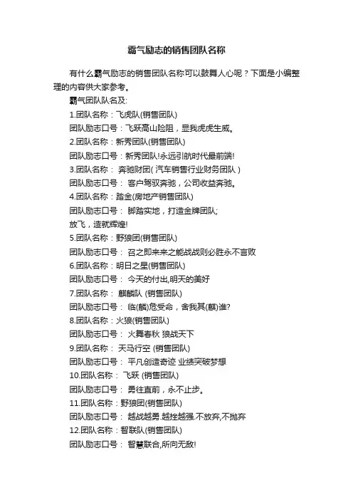 霸气励志的销售团队名称