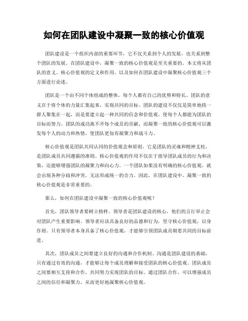 如何在团队建设中凝聚一致的核心价值观