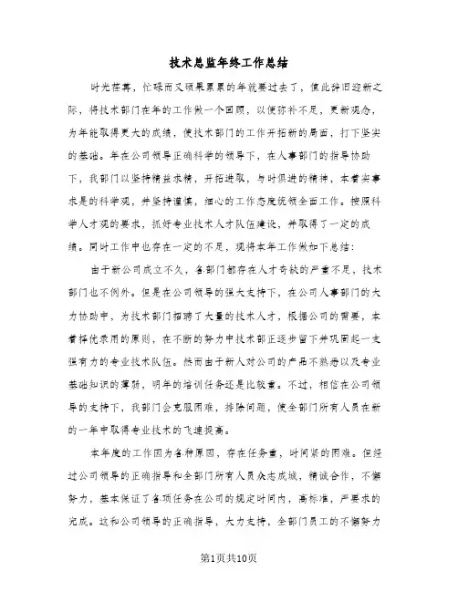 技术总监年终工作总结(四篇)