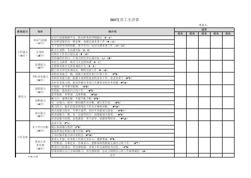 360度员工互评表