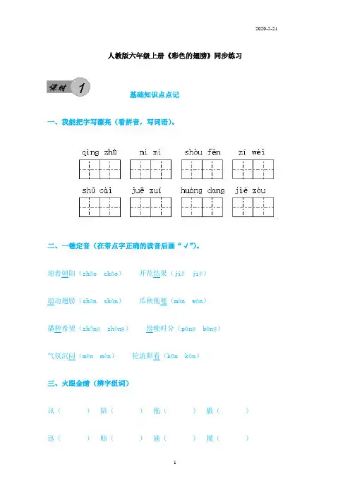 人教版六年级语文上册《彩色的翅膀》同步练习(附答案)