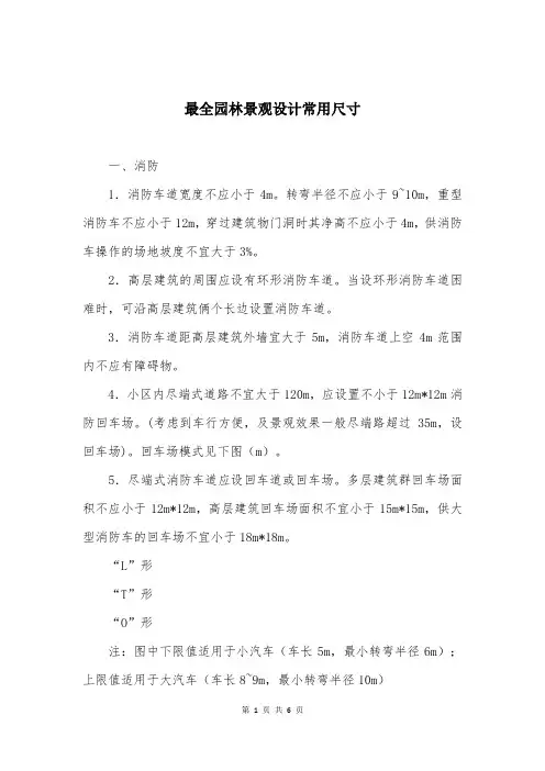最全园林景观设计常用尺寸