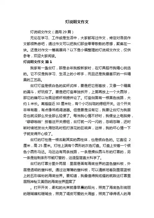 灯说明文作文（通用29篇）