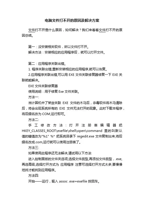 电脑文件打不开的原因及解决方案