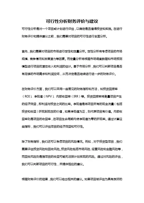 可行性分析财务评价与建议