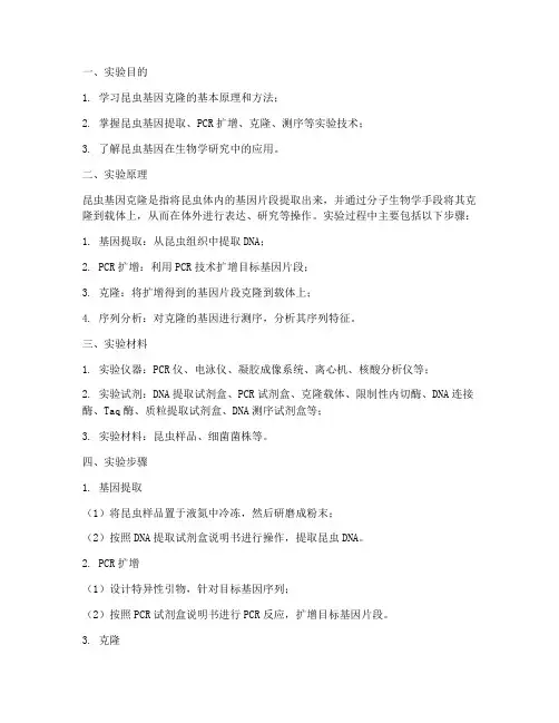 昆虫基因克隆实验报告