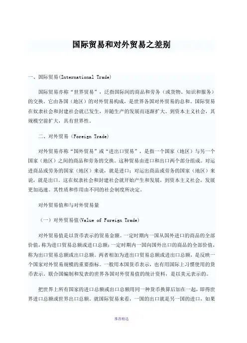国际贸易和对外贸易之差别