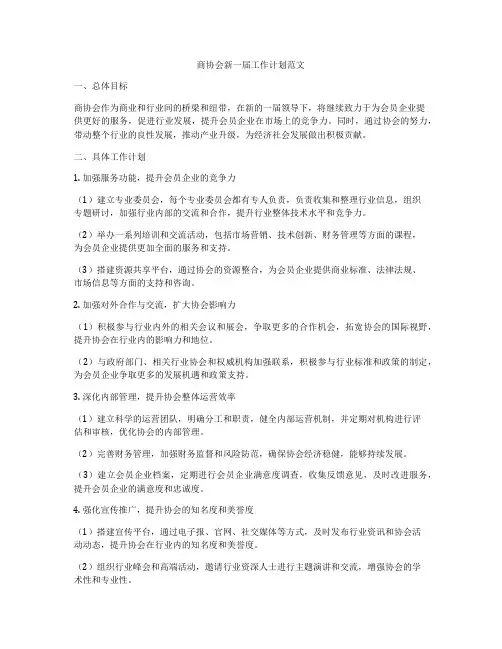 商协会新一届工作计划范文