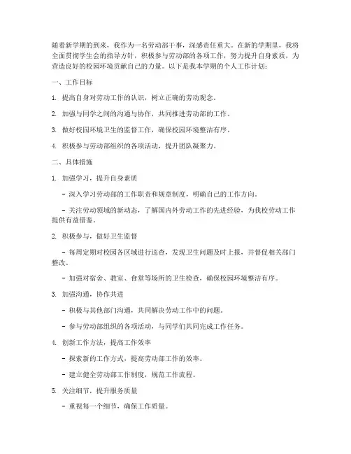 劳动部干事个人工作计划